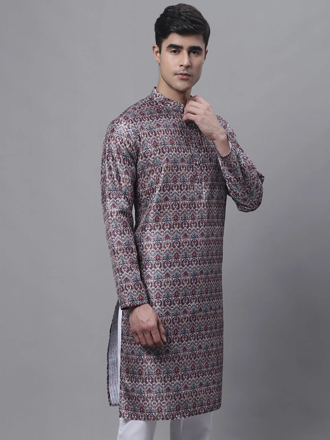 Maroon Digital Printed Kurta - Indian Kurta for Men Online