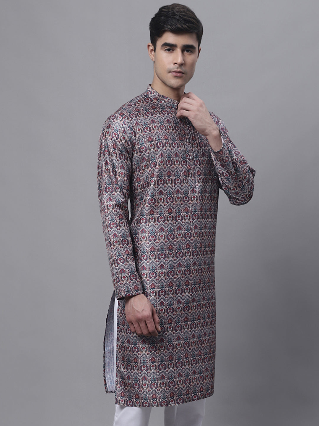 Maroon Digital Printed Kurta - Indian Kurta for Men Online