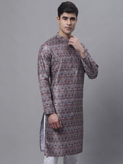 Men's Maroon Digital Printed Kurtas-KO-691