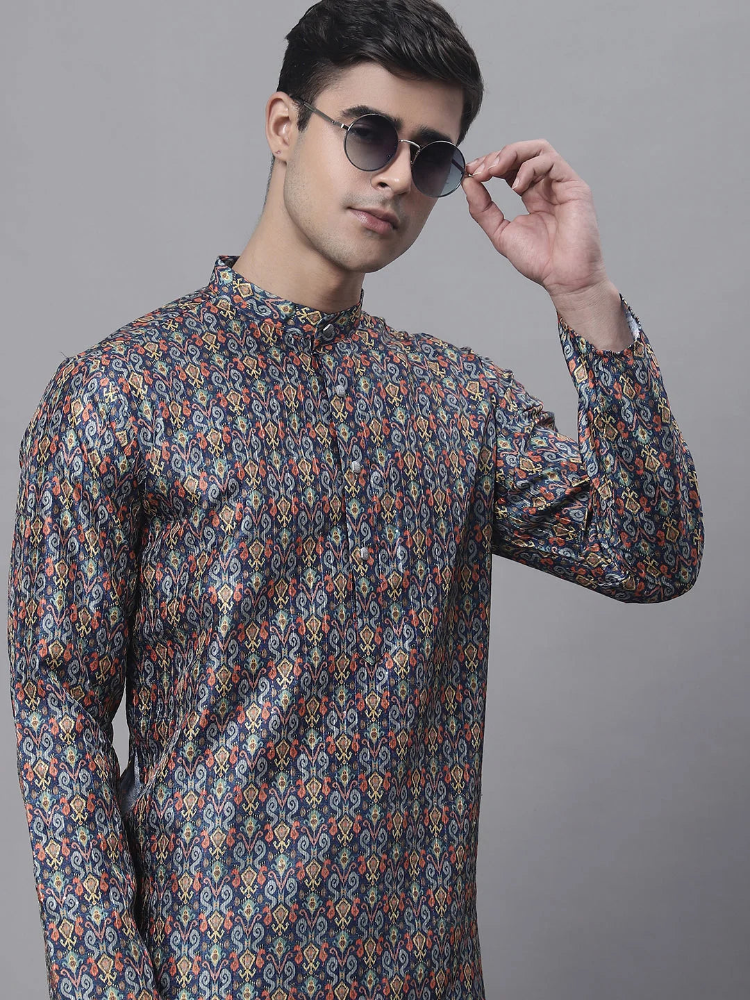 Navy Digital Printed Kurta - Mens Kurta Collection Online