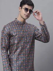Men's Navy Digital Printed Kurtas-KO-691