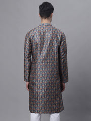 Men's Navy Digital Printed Kurtas-KO-691