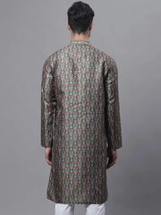 Men's Olive Green Digital Printed Kurtas-KO-691