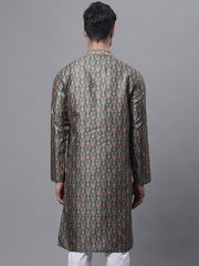 Men's Olive Green Digital Printed Kurtas-KO-691