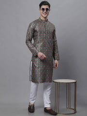 Men's Olive Green Digital Printed Kurtas-KO-691