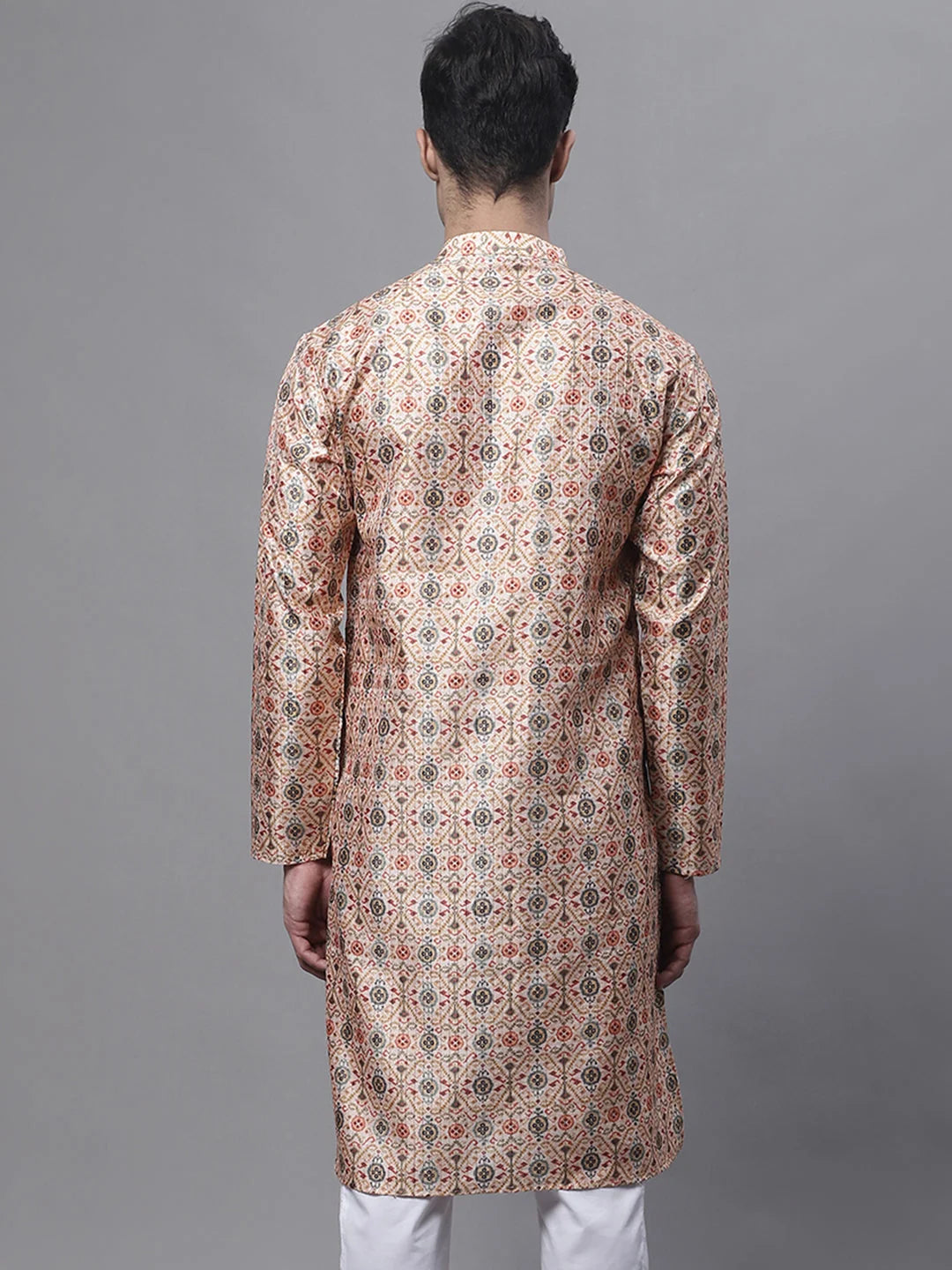 Peach Digital Printed Mens Kurta - Indian Kurta for Men