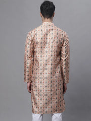 Men's Peach Digital Printed Kurtas-KO-691