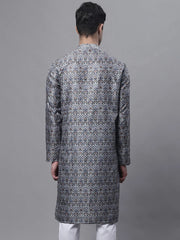 Men's Silver Digital Printed Kurtas-KO-691
