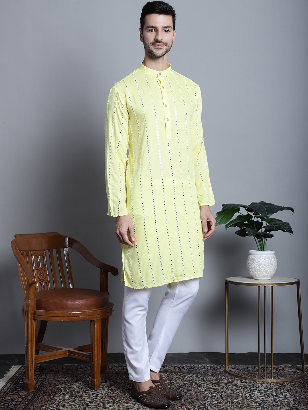 Mirror Work Men's Kurta | Indian Kurta for Men