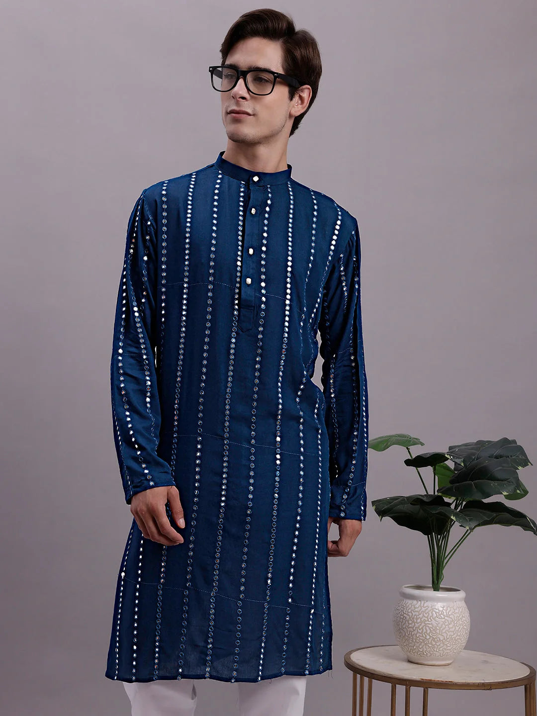 Men's Embroidered Rayon Kurta | Indian Kurta for Men