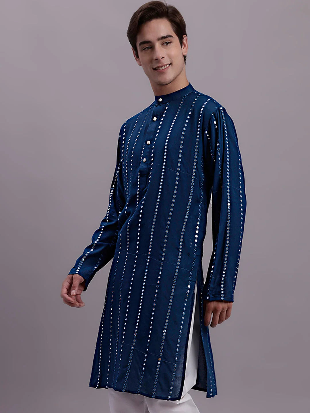 Men's Embroidered Rayon Kurta | Indian Kurta for Men