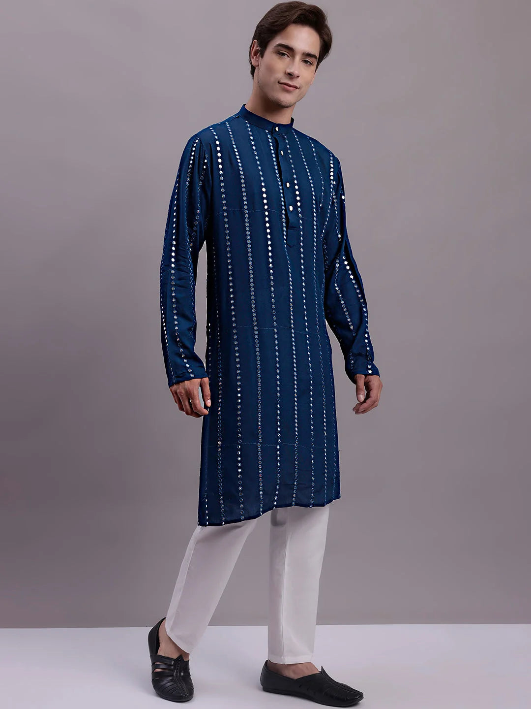 Men's Embroidered Rayon Kurta | Indian Kurta for Men