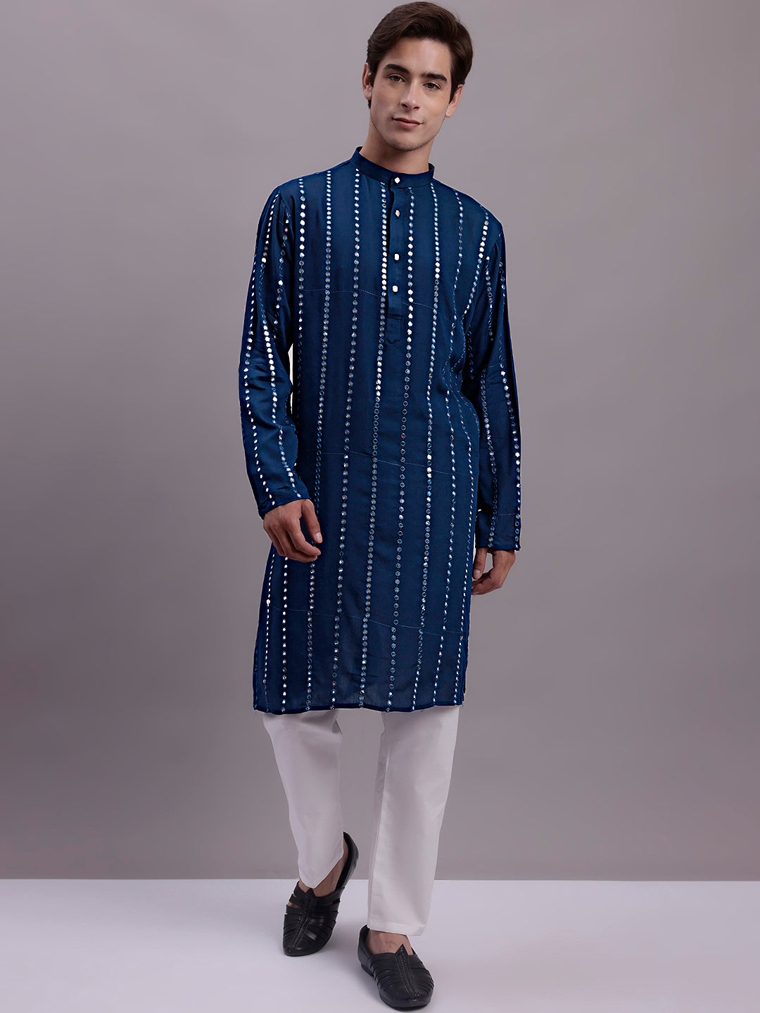 Men's Embroidered Rayon Kurta | Indian Kurta for Men