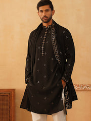 Embroidered & Sequin Kurta With Dupatta ( KO D 5088Black ) [FF] [F1-2 & M-3-4]