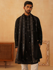 Embroidered & Sequin Kurta With Dupatta ( KO D 5088Black ) [FF] [F1-2 & M-3-4]