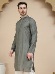 Embroidered & Sequin Kurta With Dupatta ( KO D 5088Grey ) [FF] [F1-2 & M-3-4]