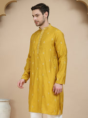 Embroidered & Sequin Kurta With Dupatta ( KO D 5088Mustard ) [FF] [F1-2 & M-3-4]