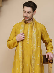 Embroidered & Sequin Kurta With Dupatta ( KO D 5088Mustard ) [FF] [F1-2 & M-3-4]