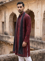 Embroidered & Sequin Kurta With Dupatta ( KO D 5091Maroon )