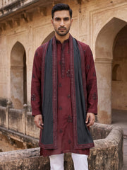 Embroidered & Sequin Kurta With Dupatta ( KO D 5091Maroon )