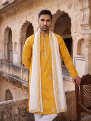 Embroidered & Sequin Kurta With Dupatta ( KO D 5091Mustard )