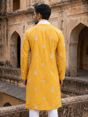 Embroidered & Sequin Kurta With Dupatta ( KO D 5091Mustard )