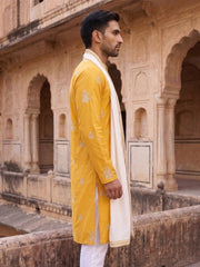 Embroidered & Sequin Kurta With Dupatta ( KO D 5091Mustard )