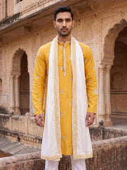 Embroidered & Sequin Kurta With Dupatta ( KO D 5091Mustard )
