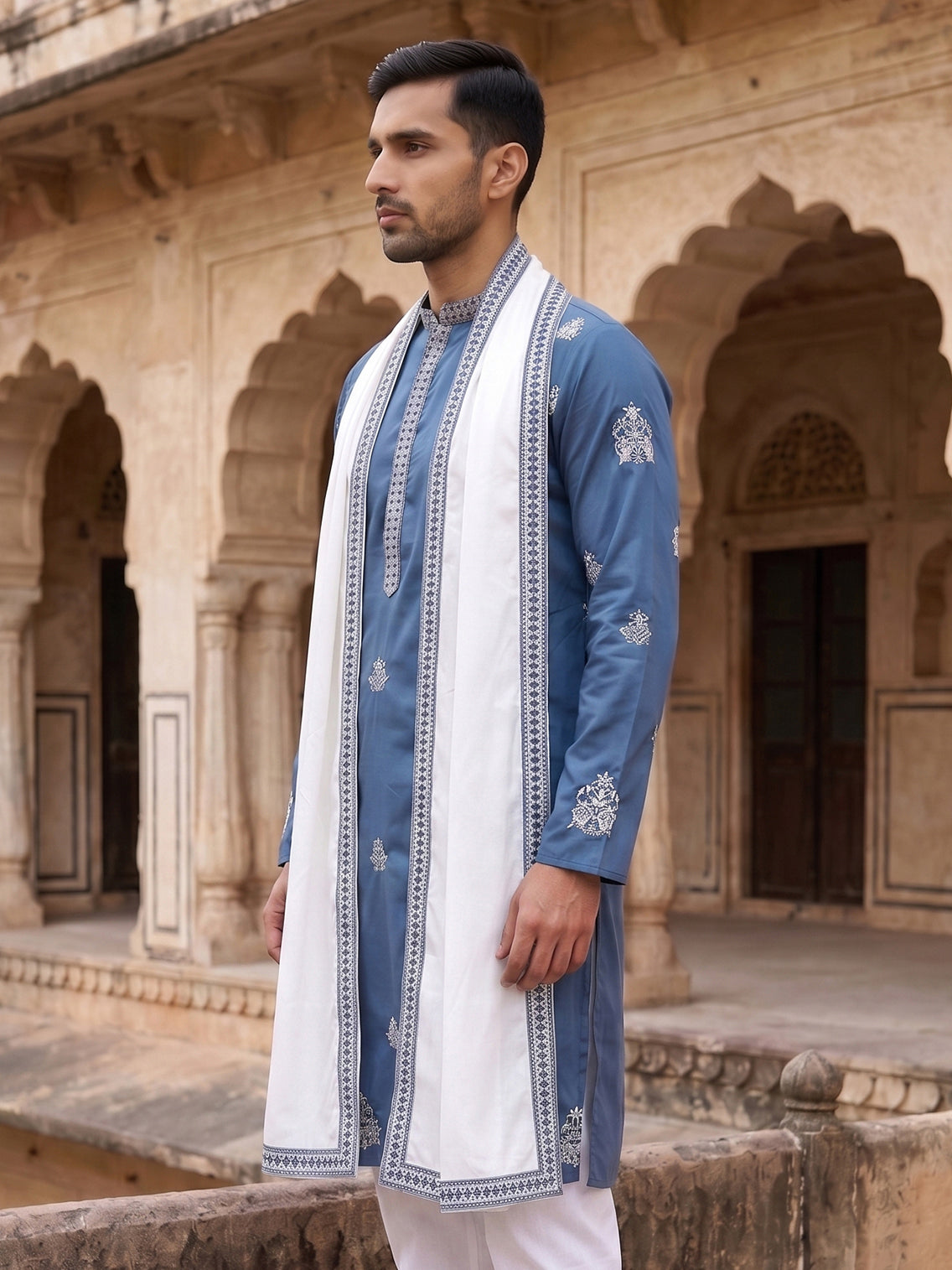 DesiQlo Men Embroidered Kurta Only - Green - KO_D_5091Teal_S