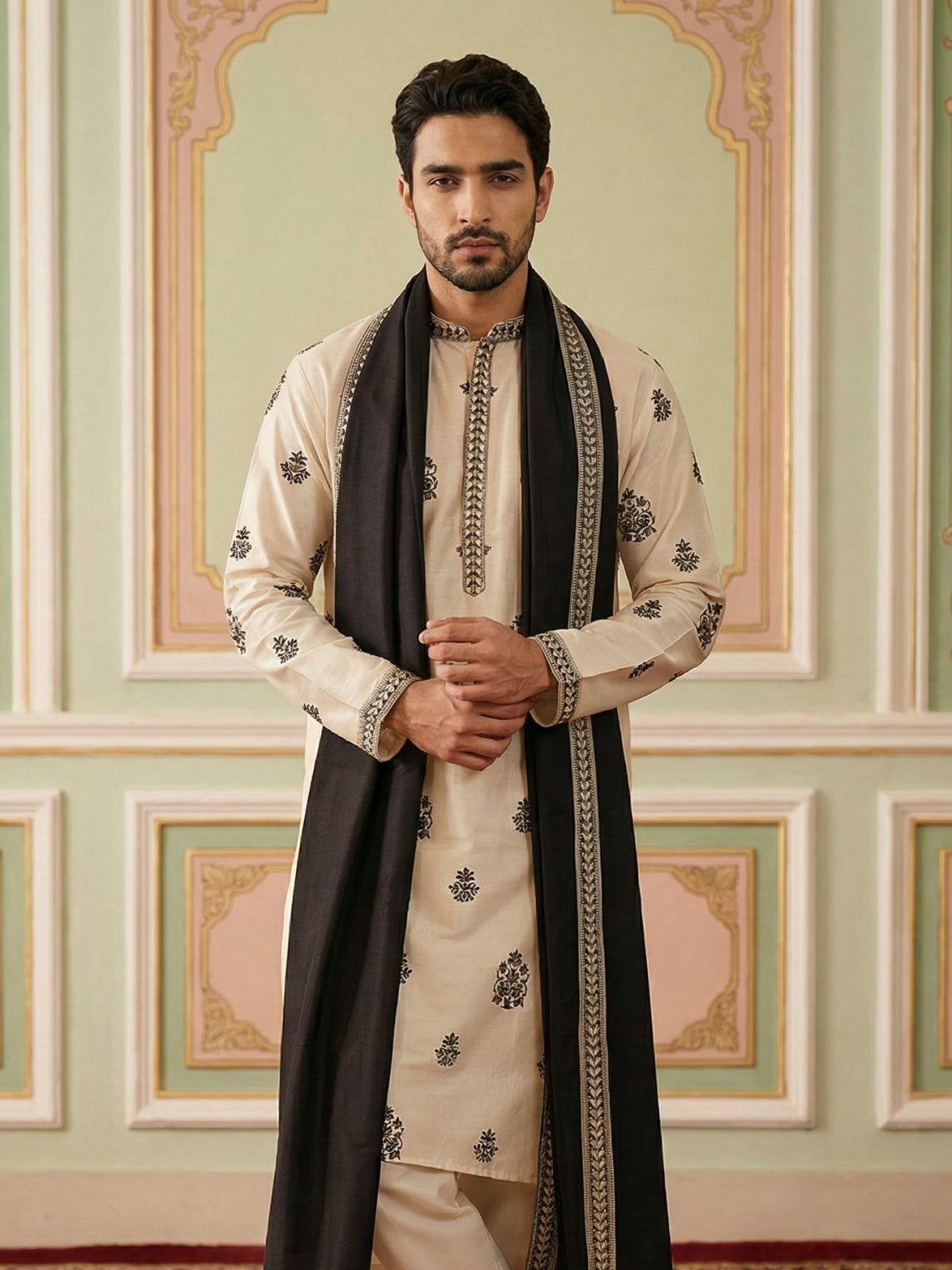 DesiQlo Men Embroidered Kurta Only - White - KO_D_5091White_S