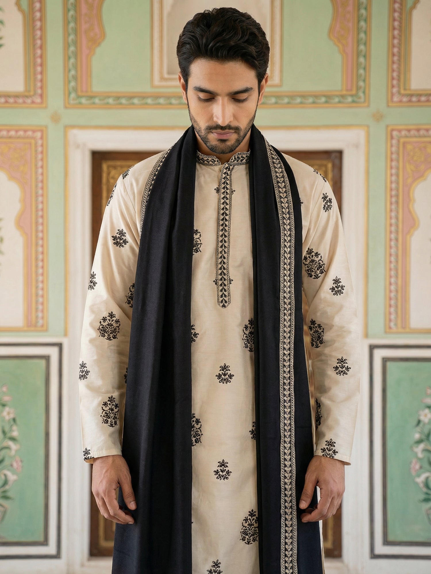 DesiQlo Men Embroidered Kurta Only - White - KO_D_5091White_S