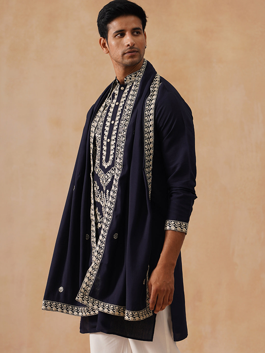 DesiQlo Men Floral Kurta Only - Black - KO_5287Black_S