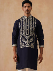 Silk Blend Embroidered Kurtas ( KO 5287 Black )