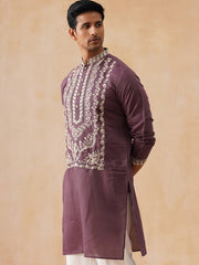 Silk Blend Embroidered Kurtas ( KO 5287 Purple )