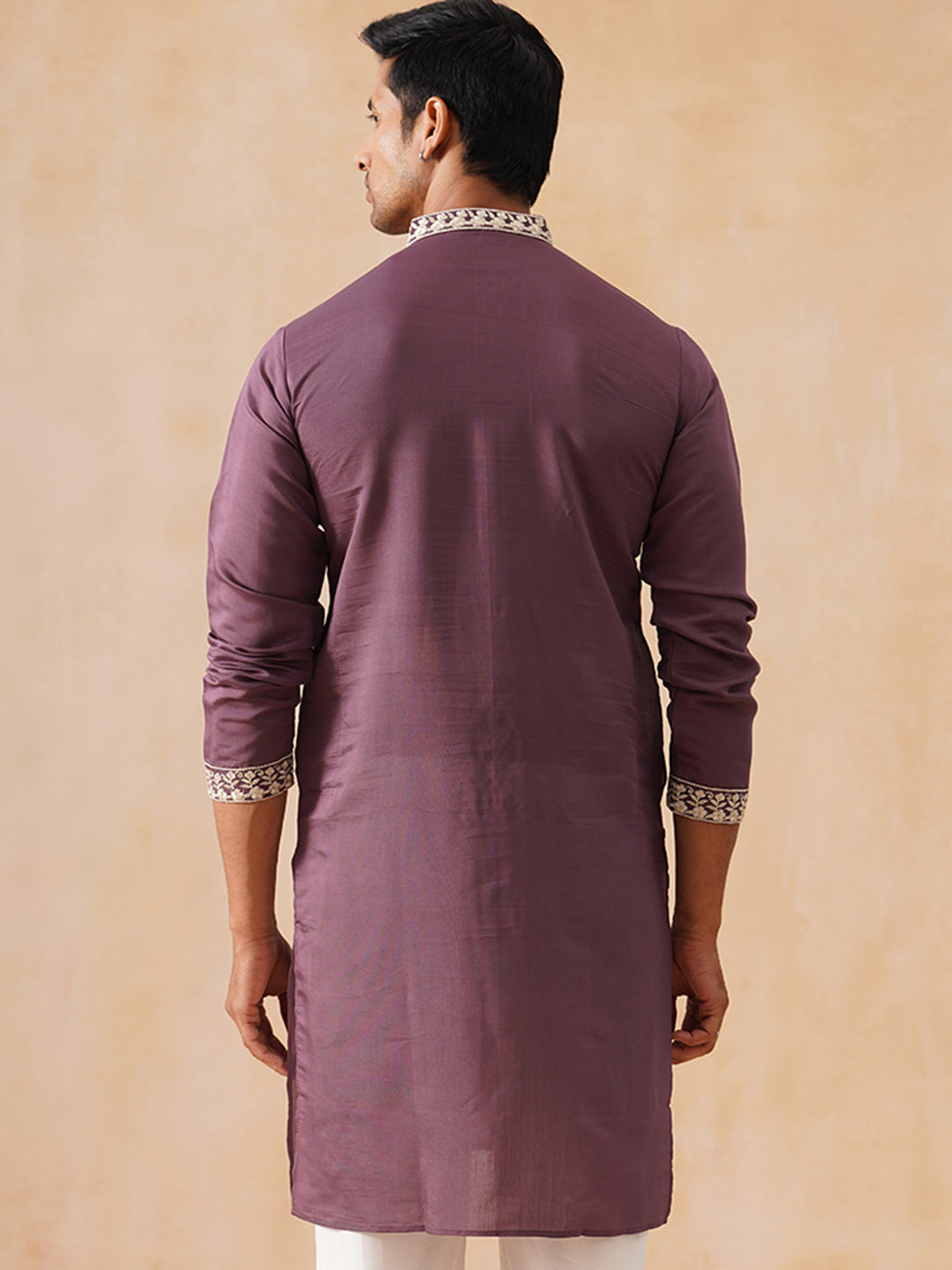 DesiQlo Men Floral Kurta Only - Purple - KO_5287Purple_S
