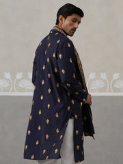 Silk Blend Embroidered Kurtas with Dupatta ( KO D 5319 D 5319Navy ) [FF] [B-3-4]