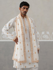 Silk Blend Embroidered Kurtas with Dupatta (KO D 5319 White ) [FF] [B-3-4]