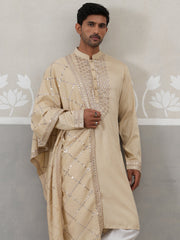 Silk Blend Sequins Embroidered Kurta with Dupatta (KO D 5320 Beige ) [FF] [Q11-12]