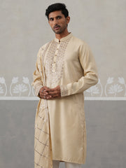 Silk Blend Sequins Embroidered Kurta with Dupatta (KO D 5320 Beige ) [FF] [Q11-12]