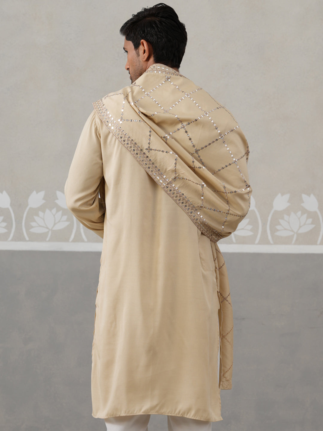 DesiQlo Men Embroidered Kurta Only - Beige - KO_D_5320Beige_S
