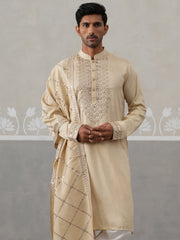 Silk Blend Sequins Embroidered Kurta with Dupatta (KO D 5320 Beige ) [FF] [Q11-12]
