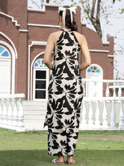 Stylum Women's Black Floral Printed Cotton Straight Kurta Palazzo Set (KPBLACKRUBI)