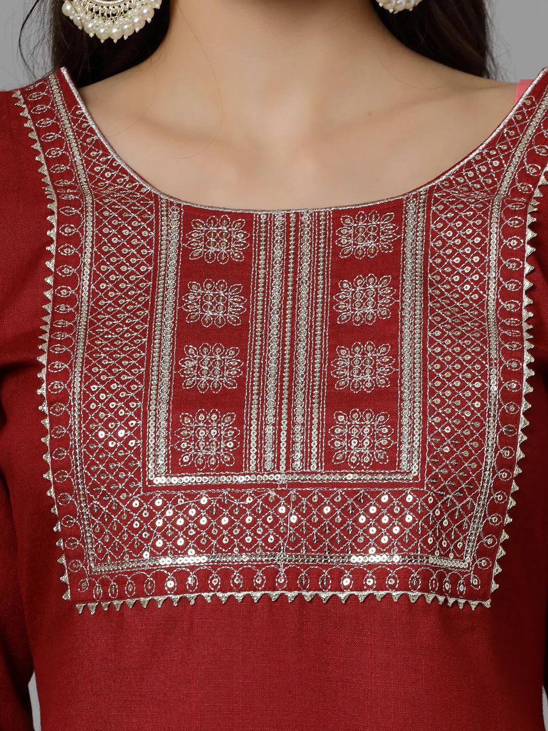 Embroidered Cotton Kurta Pant Dupatta Set | Women's Kurta Sets