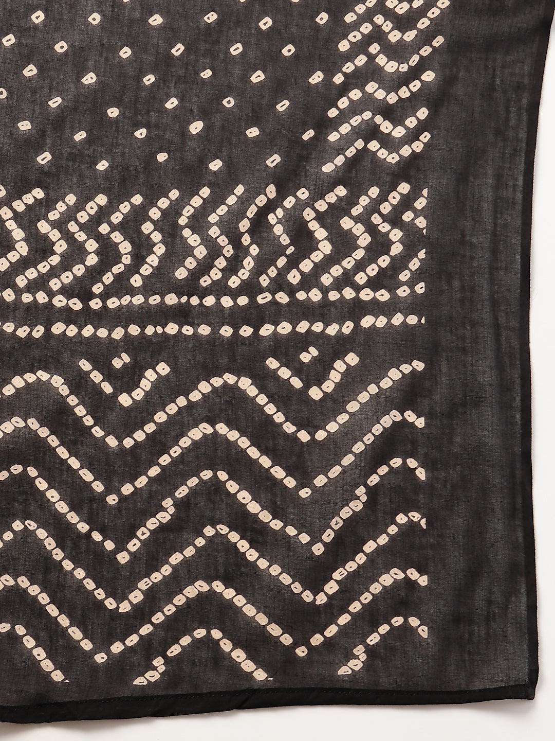 Women's Black Bandhej Printed & Embroidered Cotton Straight Kurta Pant