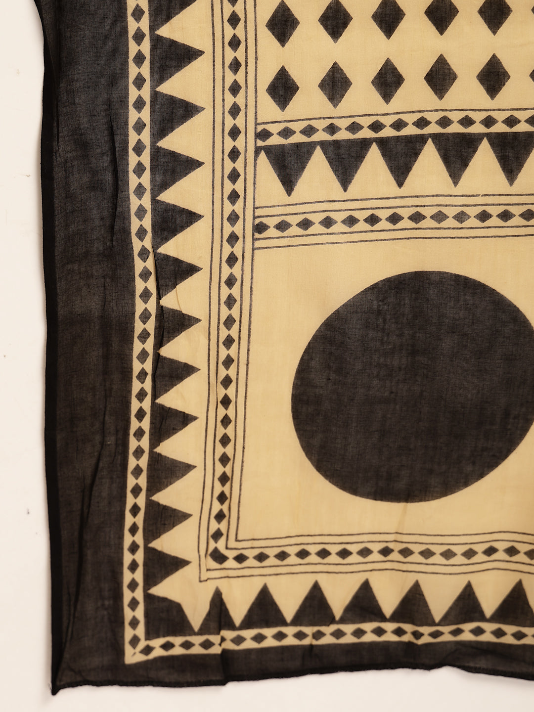 Women's Black Printed Cotton A-Line Kurta Palazzo Dupatta Set (KPDBLAC