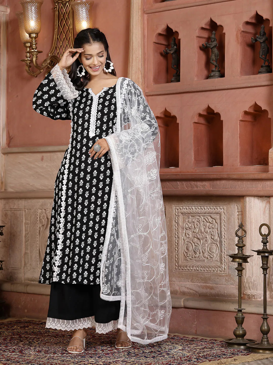 Printed Kurta Palazzo Dupatta Set | Womenâ€™s Palazzo Sets