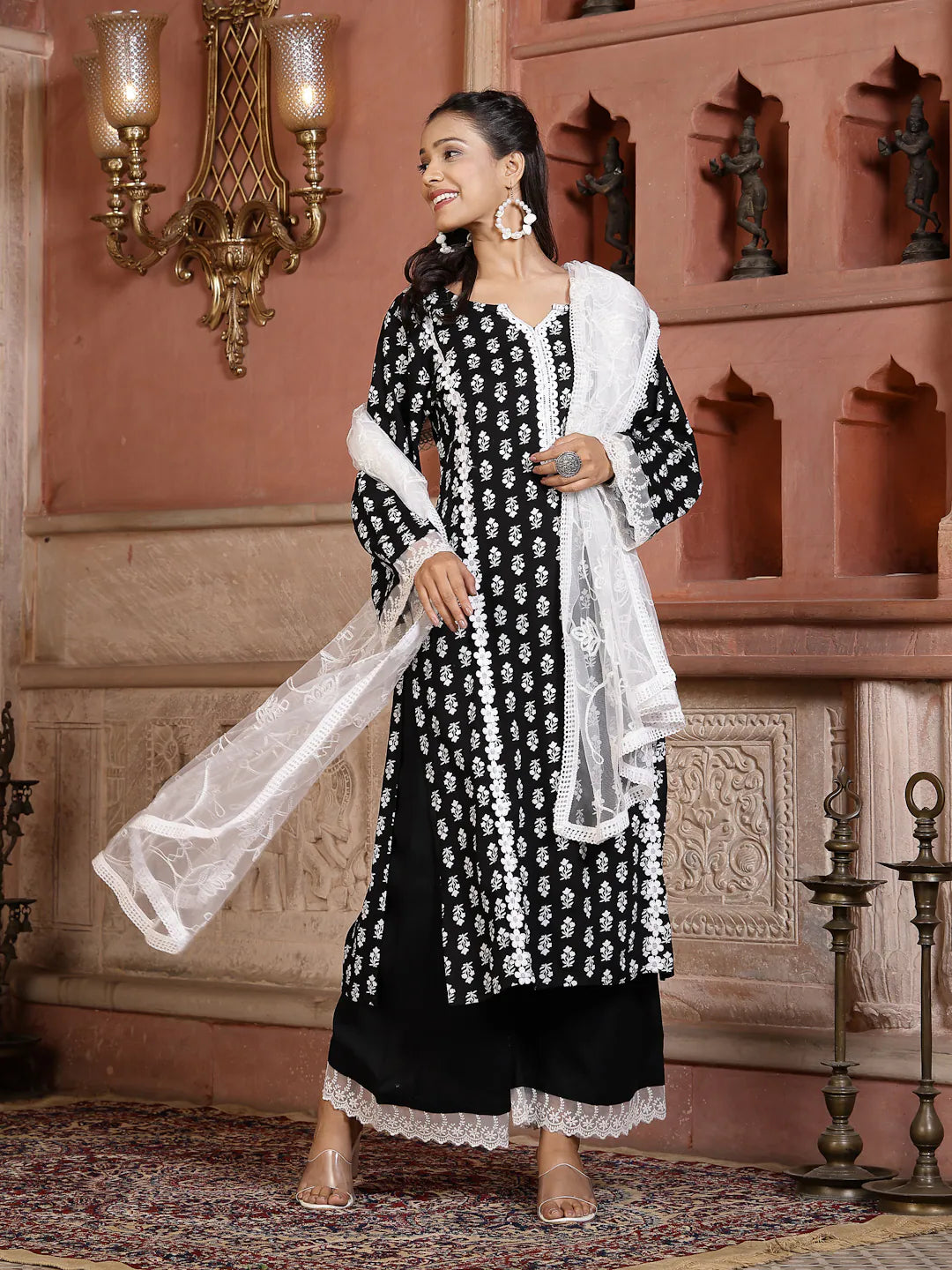 Printed Kurta Palazzo Dupatta Set | Womenâ€™s Palazzo Sets
