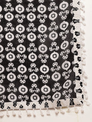 Stylum Women's Black Ethnic Motif Printed Cotton Straight Kurta Palazzo Dupatta Set (KPDBLACKROSHAN)