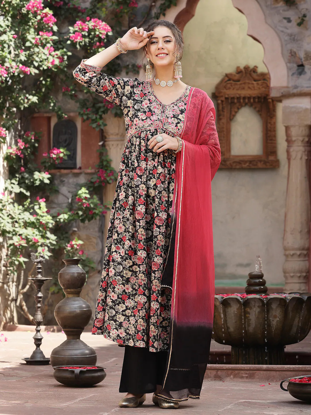 Black Embroidered Kurta Palazzo Set | Womenâ€™s Palazzo Sets