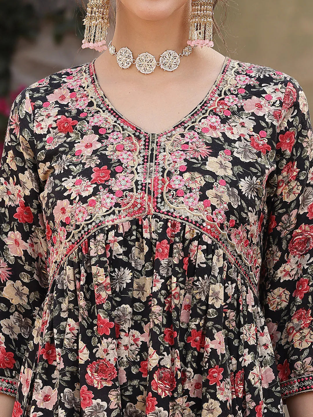 Black Embroidered Kurta Palazzo Set | Womenâ€™s Palazzo Sets